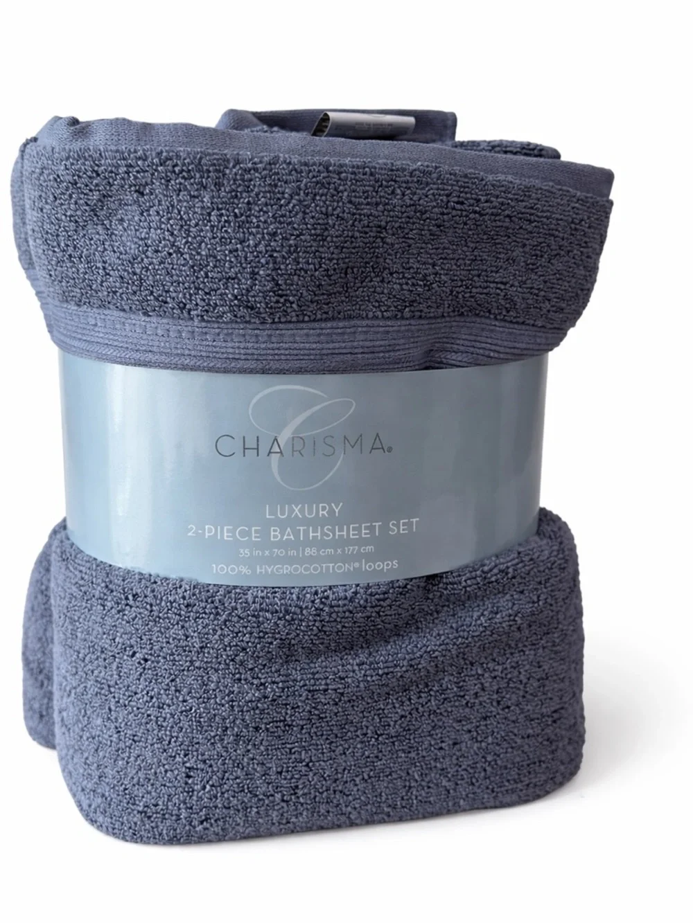 Charisma Luxury 2-Piece Bath Sheet Set New 35x70 Blue - Picture 4 of 7